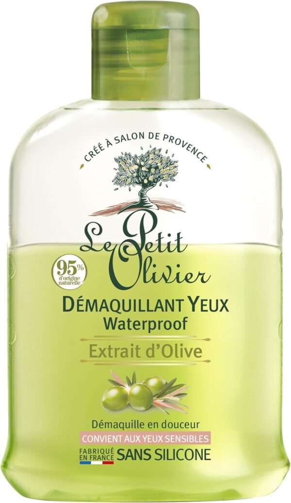 LE PETIT OLIVIER - Démaquillant Yeux Waterproof - Extrait D'Olive - Démaquille En Douceur - Convient Aux Yeux Sensibles - 98% D'Origine Naturelle - Sans Silicone - Fabriqué en France - 125 ml