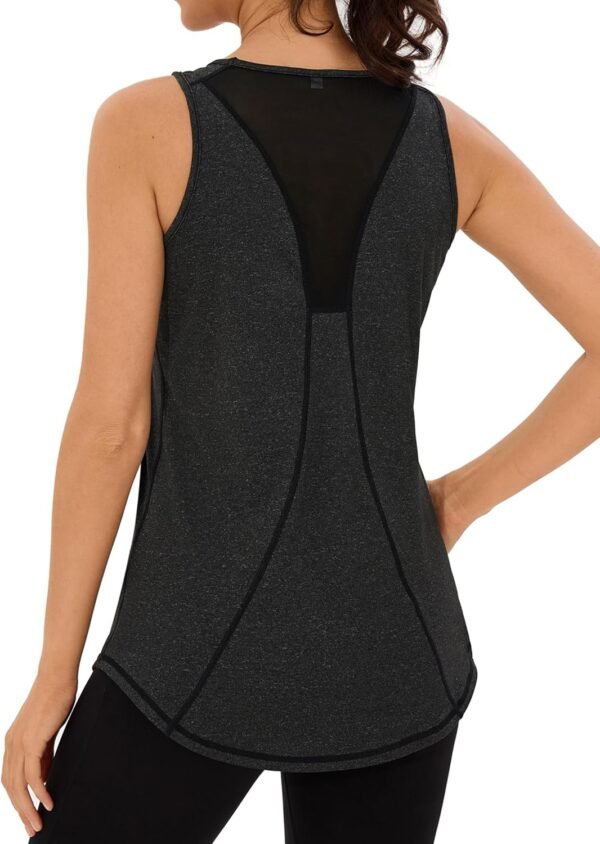 Wayleb Débardeur de Sport Femme Léger en Maille sans Manches T-Shirts à col Rond Yoga Shirt Running Fitness Tank Top – Image 7