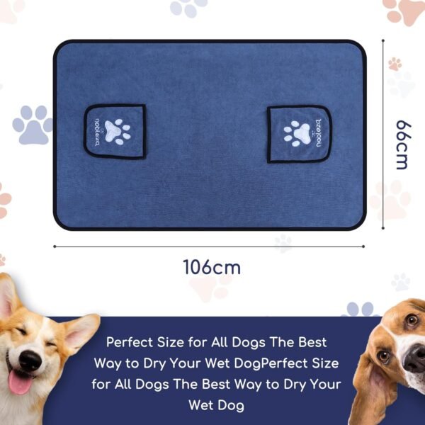 Nobleza Serviette pour Chien, Lot de 2 Serviettes de Bain en Microfibre à Séchage Rapide pour Chien, Ultra Absorbantes Serviette pour Tous Les Chiens et Chats, Peignoir pour Chien 106 * 66 cm – Image 2