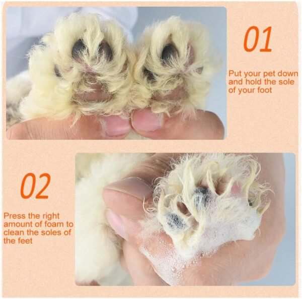 Fournitures de soin des griffes, sans eau, sans lavage, soin de nettoyage des pieds de chien avec tête de brosse de nettoyage portable attachée pour chiens chats pour animalerie à domicile – Image 4