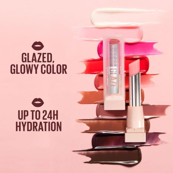 Maybelline New York - Baume Huile Hydratant - Lèvres Lissées et Brillantes - Effet Laqué - Enrichi en Acide Hyaluronique et Extrait de Cerises - Lifter Glaze - Teinte : 008 Acai Glaze – Image 3