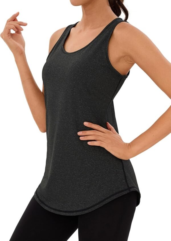Wayleb Débardeur de Sport Femme Léger en Maille sans Manches T-Shirts à col Rond Yoga Shirt Running Fitness Tank Top – Image 2