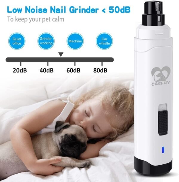 Casfuy Lime à Ongle Chien - Coupe-Ongles électrique Rechargeable à 2 Vitesses pour Animaux de Compagnie toilettage et lissage des Pattes indolores pour Petits Chiens de Taille Moyenne Chats – Image 4