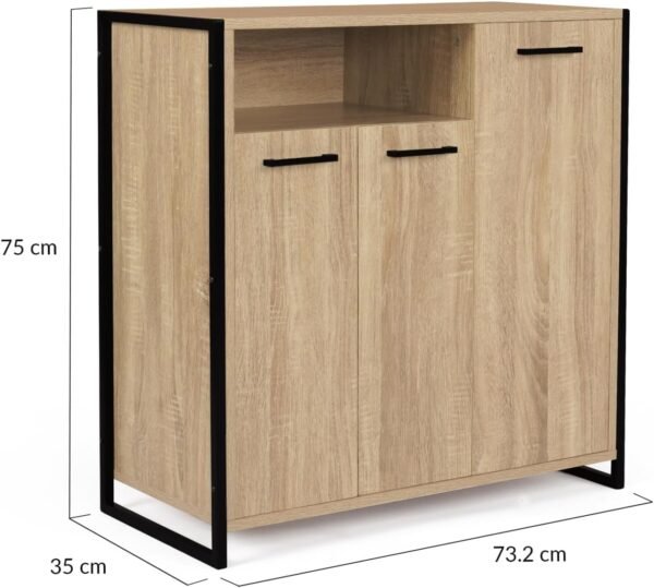 IDMarket - Armoire à chaussures 18 paires LUIS 3 portes avec niche design industriel – Image 3