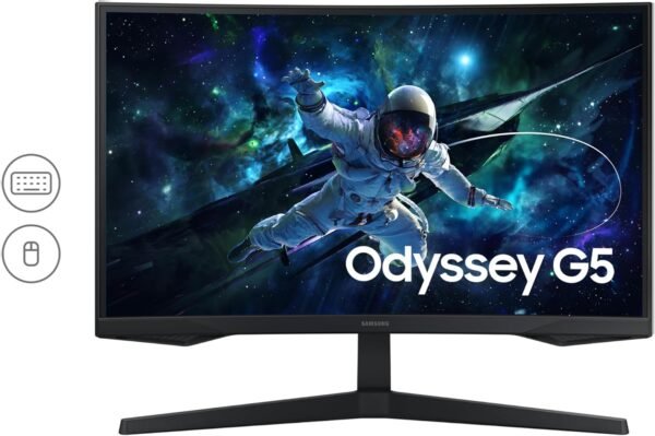 Samsung Ecran PC Odyssey G55C 27’’, 165Hz , 1ms, Dalle VA Incurvée 1000R, QHD : 2560x1440, 2500:1,HDR10, AMD FreeSync, Auto Source Switch +, Pied Ajustable, DisplayPort, HDMI – Image 2
