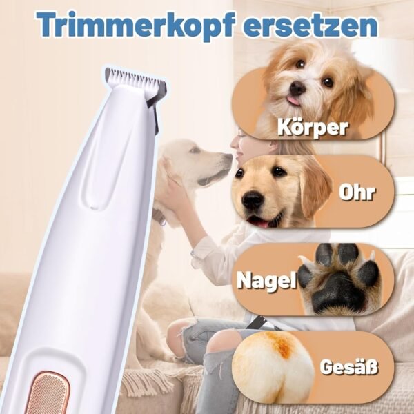 Tondeuse patte chien entre coussinets, Rasoir rechargeable étanche pour animaux de compagnie avec lumière LED, Tondeuse de toilettage à faible bruit, pour chien Chat et Autres Animaux. – Image 7