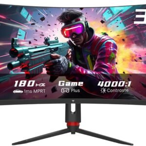 KTC Ecran 34 Pouces Incurvé, UWQHD (3440 x 1440) 180Hz Ecran PC Gamer, Adaptive Sync, 21:9 VA Panel 1500R, 1ms, HDR10, Rapport de Contraste 4000:1, 2 x DP 1.4 (180Hz), 2X HDMI 2.0 (100Hz), H34S18S