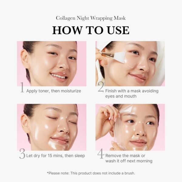 Medicube Collagen Night Wrapping Cream pour l'élasticité et l'hydratation - Masque de sommeil du visage avec film d'emballage de collagène pour le renouveau et le rajeunissement de la peau - Soins de – Image 5