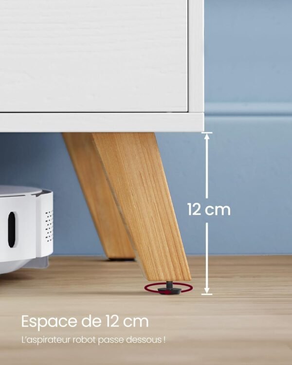 VASAGLE Meuble TV 2 Portes, Support Télé avec Étagères Réglables, Longueur 140 cm, pour Télévisions 60 Pouces, Salon, Salle à Manger, Chambre, Blanc Neige LTV027T46 – Image 7