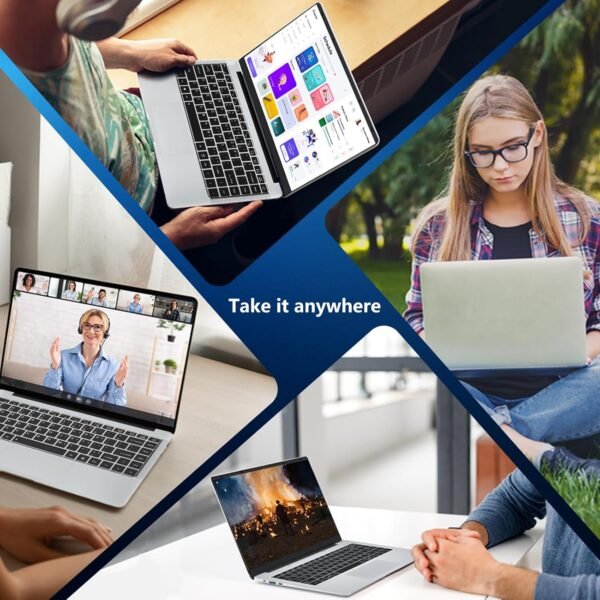 Ekonavi Ordinateur Portable 14,1 Pouces, Notebook Celeron N4000 SSD 256 Go RAM LPDDR4 6 Go, PC Portable écran FHD 180 °, Laptop avec Mini-HDMI, 2 * USB3.0 Ordinateur PC Mince et léger argenté – Image 7