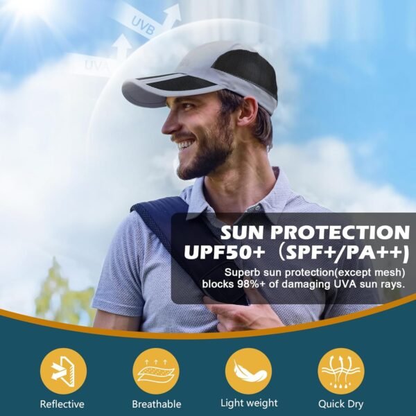 TAGVO 2 Paquets de Casquette de Baseball de Légère Pliable Unisexe, Casquette Running à Séchage Rapide en Maille, Chapeau de Golf Tennis Sport Anti-UV Protection Solaire Cap pour Femmes et Hommes – Image 2