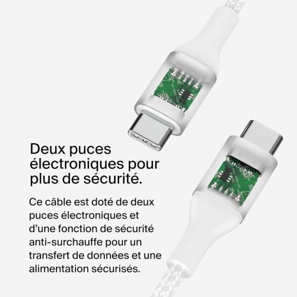 Belkin BoostCharge câble USB-C vers USB-C, charge rapide avec technologie Power Delivery 240 W, certification USB-IF, pour iPhone 16, 15, MacBook Pro, Chromebook, Samsung Galaxy, iPad, etc, 2 m, blanc – Image 3