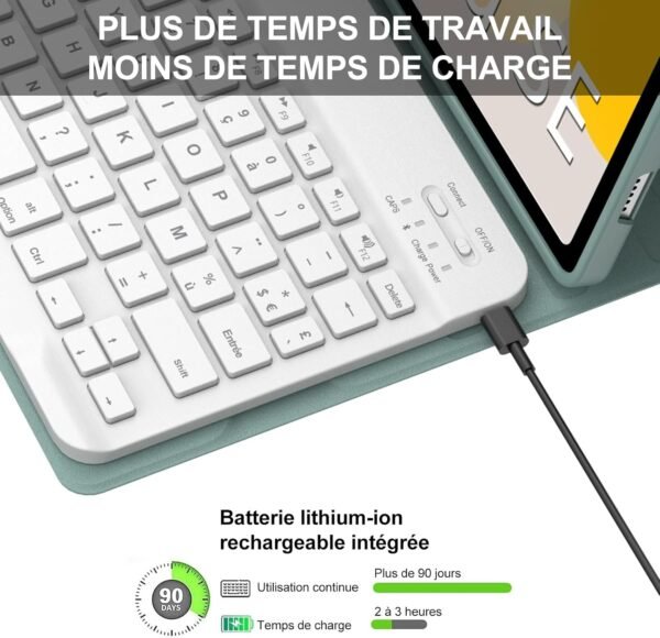 IVEOPPE Coque Clavier Redmi Pad SE 11 Pouces, Coque en Cuir avec Clavier Bluetooth Magnétique Amovible AZERTY Français pour Xiaomi Redmi Pad SE 11" 2023, Vert foncé – Image 4