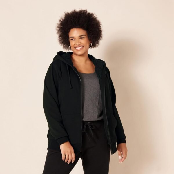 Amazon Essentials Veste à capuche zippée en polaire, doublée de sherpa (disponible en grandes tailles) Femme – Image 5