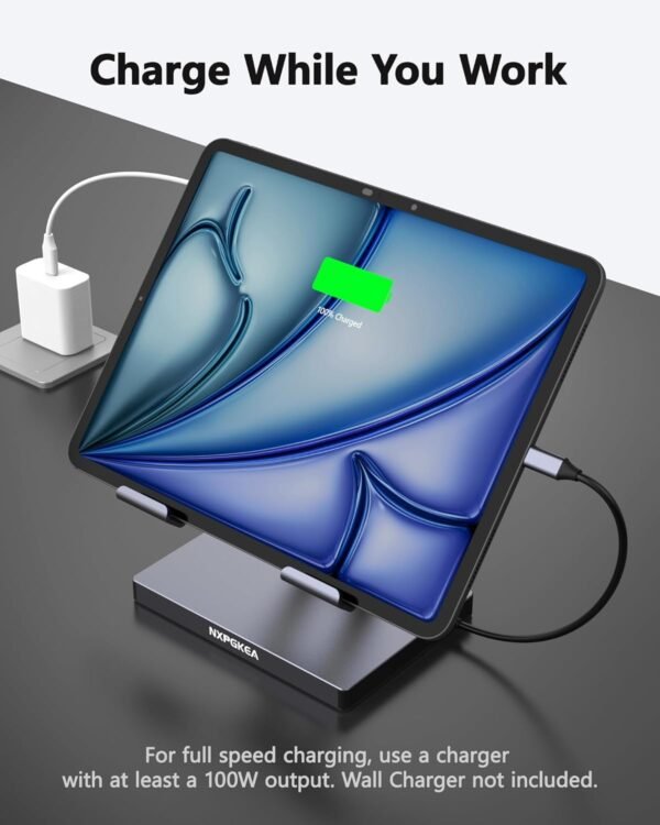 Support de hub USB C pour iPad Pro M4 M2 M1 13 12,9 11" iPad Air Station d'accueil pliable avec HDMI 4K 60 Hz, charge PD, lecteur de carte SD/TF, 3 USB 3.0, audio 3,5 mm, accessoires pour station – Image 4