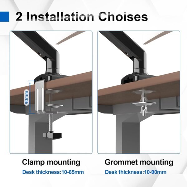 GRIFEMA GB2003-1, Support Ecran PC Moniteur de 13-32 Pouces, Bras Ecran PC VESA 75x75-100x100 MM, Rotation à 360°, Réglable en Hauteur, Charge Maximale de 9 KG, Noir – Image 6