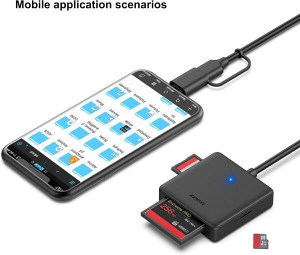 Lecteur de Carte mémoire, BENFEI 4 in 1 USB-C vers SD Adaptateur de Lecteur de Carte SD Micro SD MS CF, Compatible avec iPhone 15 Pro/Max, MacBook Pro/Air 2023, iPad Pro, Surface Book 3 et Plus – Image 6