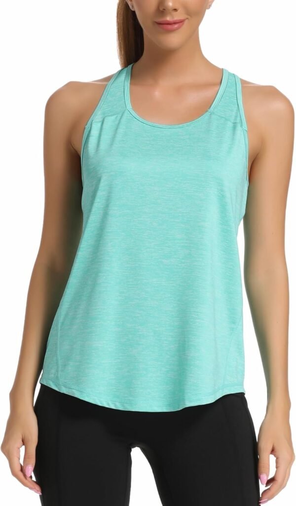 Dawnrole Débardeur de Sport Femme Fitness Yoga Workout Chemises sans Manches Debardeur – Image 2
