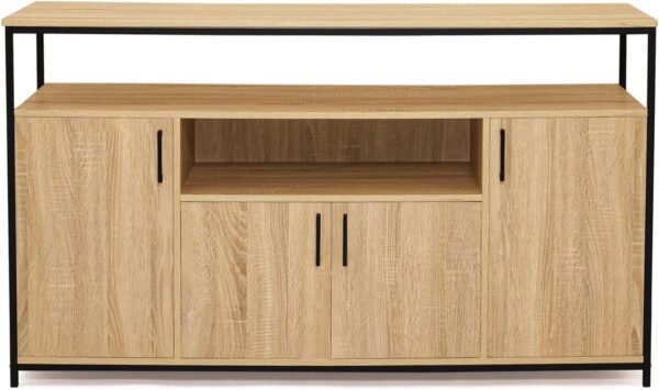 IDMarket - Buffet 4 Portes 140 cm Detroit avec Niche Design Industriel – Image 4