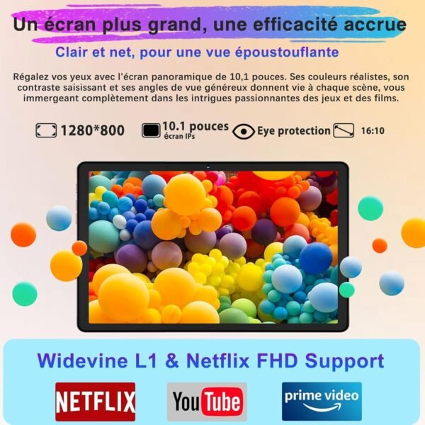 Dghrti 2025 Tablette Tactile 10 Pouces Android 14 Tablet, 22Go+128Go ROM/TF 1TB, 8000mAh, UFS 2.1 Flash, Octa-Core 2.0GHz, WiFi 5G+2.4G, BT5.0, 8MP+5MP, Widevine L1, avec Clavier Souris - Or – Image 6
