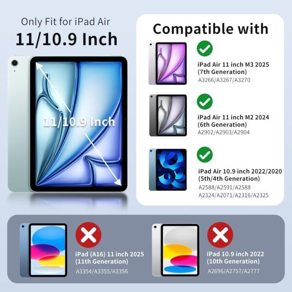 MoKo Coque pour iPad Air 11 Pouces 7e/6e Génération M3/M2 2025/2024, iPad Air 5e/4e Gén 10,9" 2022/2020, Coque Arrière Translucide Givrée TPU, Auto Réveil/Sommeil, Blanc – Image 2