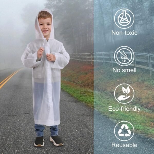 Vicloon Poncho de Pluie Imperméable pour Enfant, Réutilisable EVA Imperméable Enfant Capuchon Vêtements de Pluie, Pour voyage, randonnée, Va à L'école, Equitation, Taille Unique – Image 7
