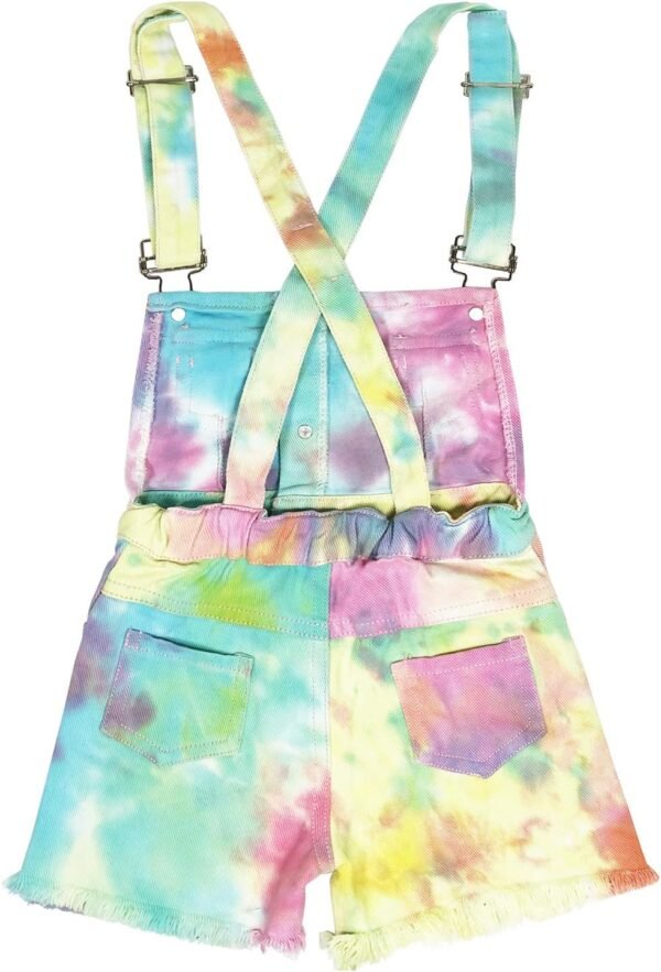 Peacolate 3-10A Enfants Filles Combinaisons et Combinaisons Bavettes Colorées Tie Dye Shorts Bretelles Shorts Jeans Pantalons – Image 2