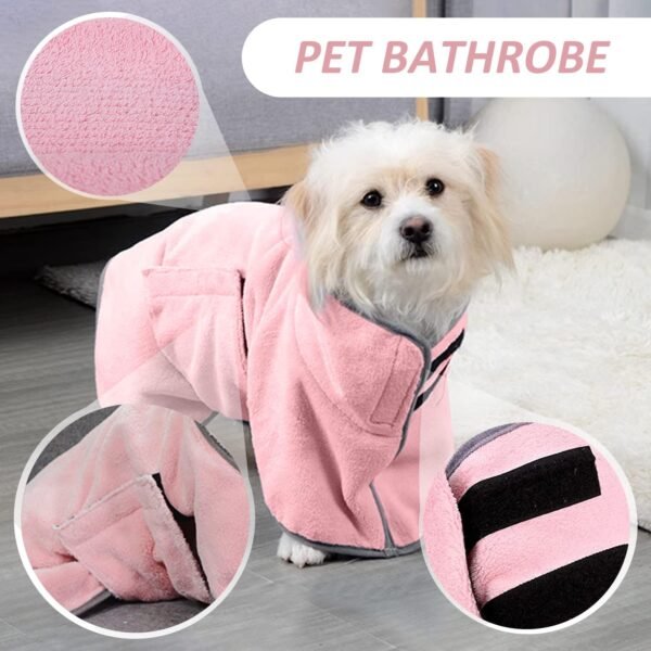 1 Peignoir pour Animaux de Compagnie, Serviette absorbante pour Animaux de Compagnie, Serviette de Bain Solide à séchage Rapide pour Le Bain des Animaux de Compagnie (Rose) – Image 3
