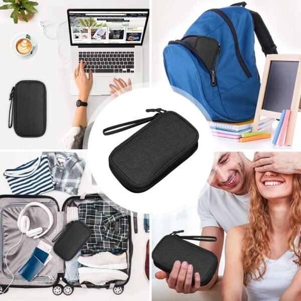 Sac de Rangement pour câbles, Organiseur de câbles, Organiseur de câbles Universel, Accessoire de Voyage Multifonction, pour câble de Charge, Batterie Externe, USB, Carte SD, câble de Charge, Noir – Image 8