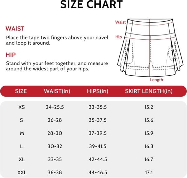 FitsT4 Sports Jupe-short de tennis et de golf pour femme de 40,6 cm, 4 poches, UPF50+, taille haute, athlétique, décontractée, entraînement et course à pied – Image 7