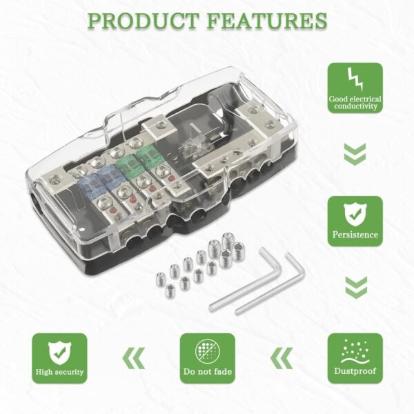 SIGANDG Auto Audio Stéréo Bloc de Fusible de Distribution 4 voies Boîte à Fusibles Distributeur de Fusible Mini ANL Pour avec Lumière de Instruire Rouge – Image 5