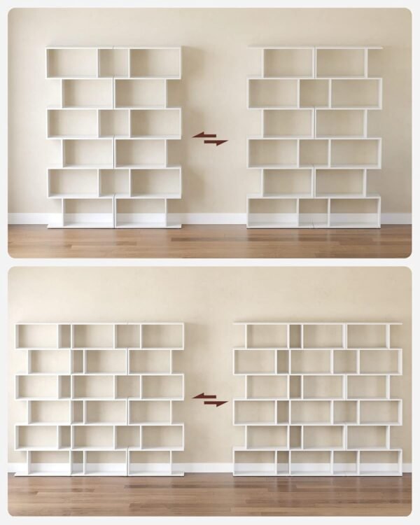 VASAGLE Bibliothèque, Étagère à 6 Niveaux, 24 x 70 x 191 cm, Meuble de Rangement, Cloison Séparateur, pour Salon, Chambre, Bureau, Blanc Nuage LBC61WT – Image 7
