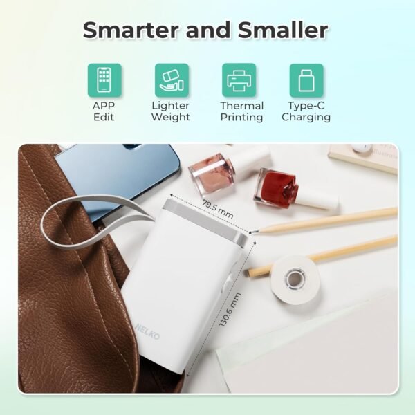 Nelko Imprimante d'étiquettes, Bluetooth P21, Étiqueteuse autocollante portable, Sans fil, Mini imprimante d'étiquettes avec iOS Android, Pour la maison, le bureau, blanc – Image 4