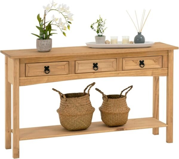 IDIMEX Console Meuble Salsa Table d'appoint en Bois, Meuble de Rangement Entrée ou Salon, avec 3 tiroirs, en pin Massif
