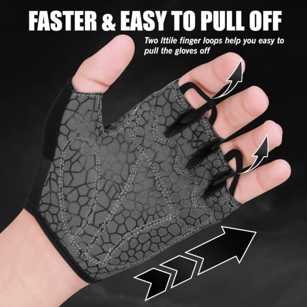 WESTWOOD FOX Gants de cyclisme demi-doigts unisexes rembourrés poignées paume vélo été équitation VTT gants pour homme femme anti-dérapant Mitaines courtes VTT vélo de randonnée sport gants escalade – Image 3