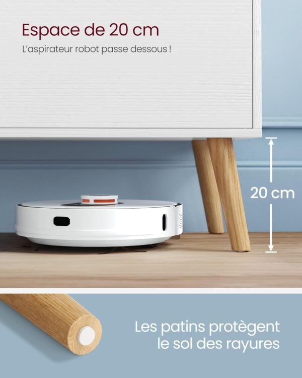 VASAGLE Meuble TV, Support Télé, pour Télévision jusqu'à 55 Pouces, Longueur 120 cm, Rangement Consoles de Jeux, Style Rustique, pour Salon, Chambre, Blanc LTV120T46 – Image 8