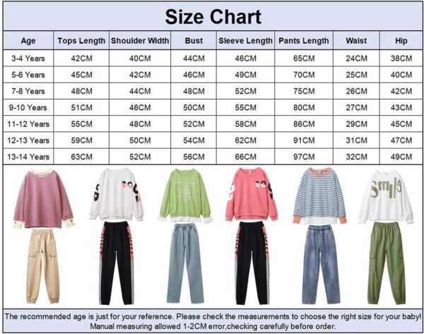 amropi Filles Jogging Survêtement Ensembles Pantalon et Sweats Haut 2 Pièce Vêtement pour 3-14 Ans – Image 7
