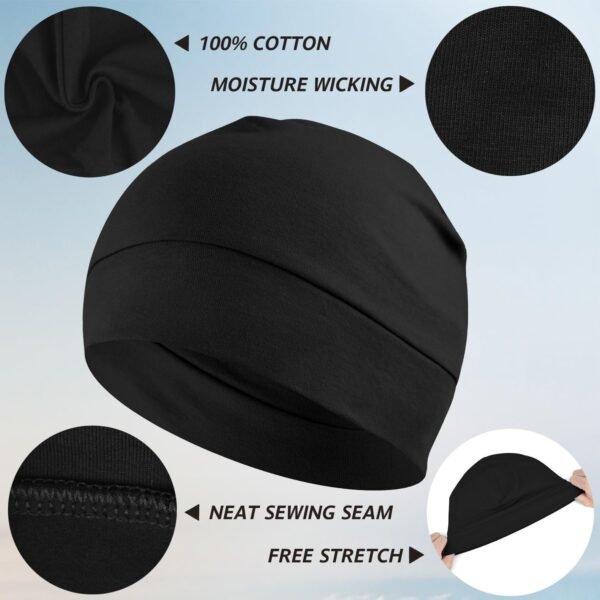 EINSKEY Bonnet de Nuit Homme Femme, 100% Coton Léger Fin Skull Cap pour Sport, Chimio, Cancer, Sommeil, Casque Moto – Image 2