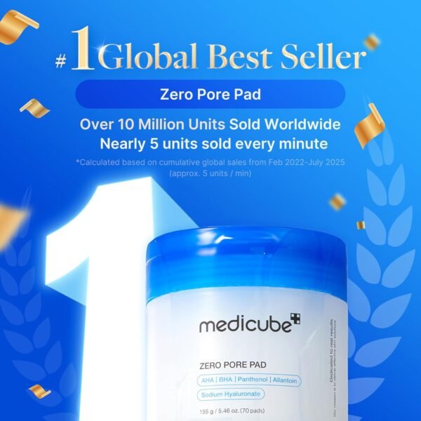 medicube Zero Pore Pads 2.0 Lot de 70 tampons de toner double texture pour le visage pour exfoliation et soin des pores avec 4,5 % d'acide lactique AHA et 0,45 % d'acide salicylique BHA, idéal pour – Image 2