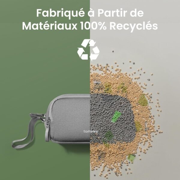tomtoc Sac de Rangement Câble, Sac pour Câbles d'accessoire de Voyage, Organisateur de Câbles Portable Tech Pouch pour Accessoires Techniques, Powerbank, Téléphone Portable, AirPods, Objets Quotidiens – Image 6