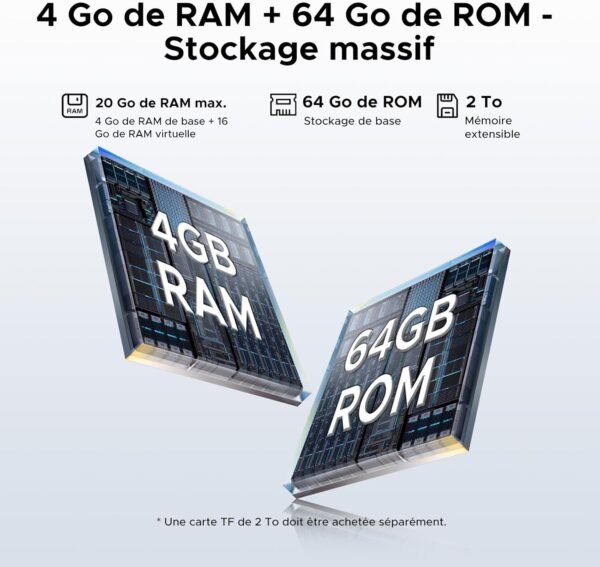DOOGEE Tablette Tab A9+ Android 15 avec 5G Wi-FI, 20GB RAM+64GB ROM(2TB TF), 11 Pouces Tablette Tactile avec Widevine L1 8580mAh, 13MP+8MP, Tablette avec Clavier 90Hz/ Octa-Core/ BT5.0/ GPS- Bleu – Image 6