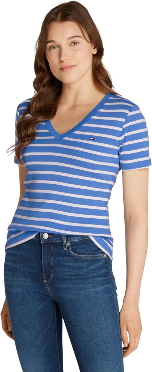 Tommy Hilfiger T-Shirt Manches Courtes Femme New Slim Cody Col en V