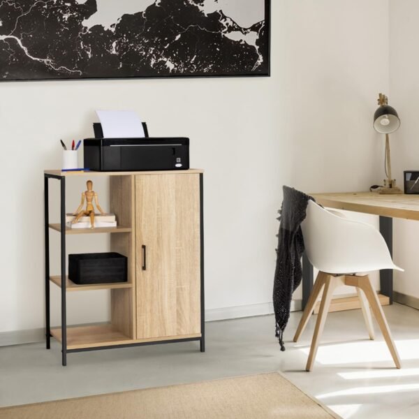 IDMarket - Buffet d'appoint 3 étagères et Placard 70 cm Detroit Design Industriel – Image 7