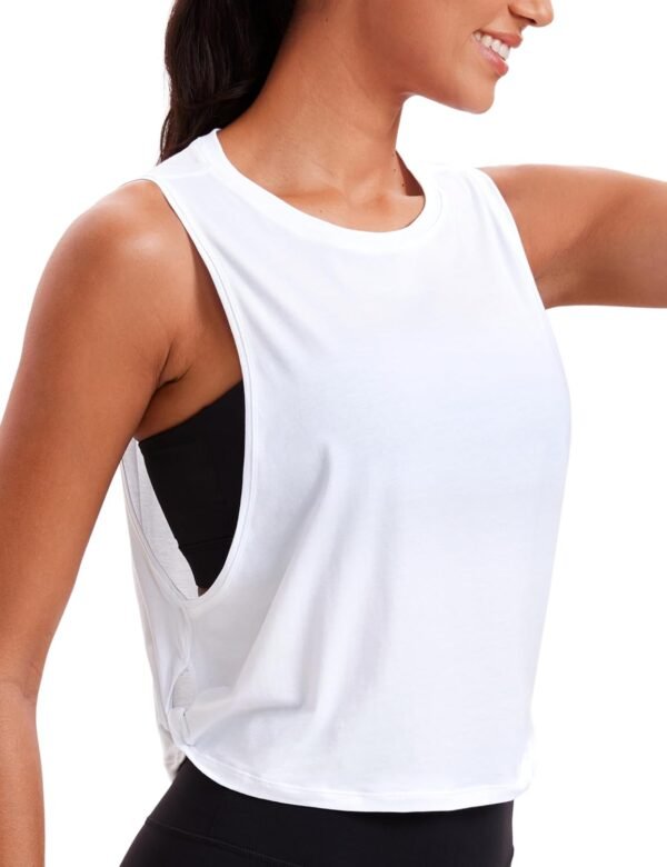 CRZ YOGA Femme Coton Débardeur Shirt sans Manches Corps de Sport Fitness Tank Tops