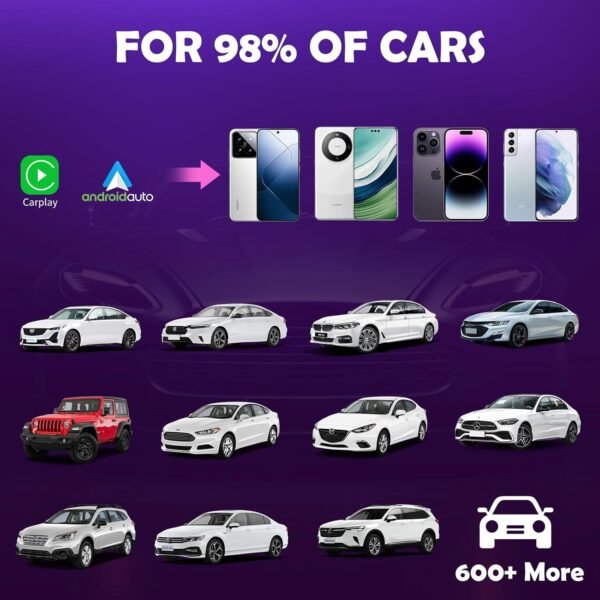 Adaptateur Carplay sans Fil, Euakee Adaptateur sans Fil Automatique Mini Edition, Convertit Le Dongle Car-Play Filaire en Plug pour i et Android, pour Plus de 800 Voitures – Image 10