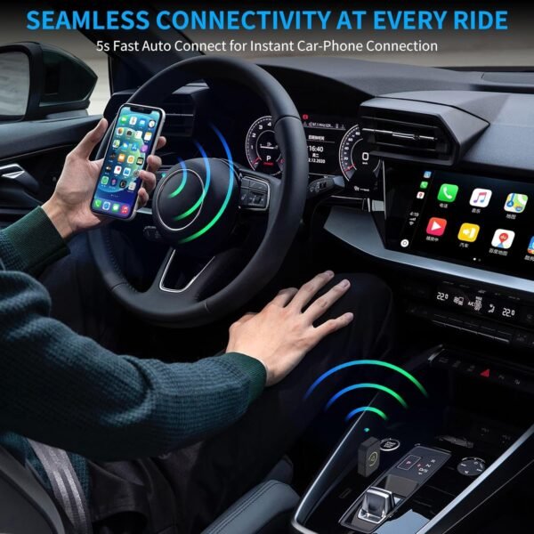 Adaptateur Sans Fil CarPlay & Android Auto, Mini Stick pour Convertir CarPlay/Android Auto Filaire en Sans Fil, Compatible avec Voitures Équipées de CarPlay & AA, USB C/A, Plug and Play, Stable – Image 4