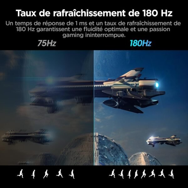 KOORUI 24'' Ecran PC Gamer Incurvé, 180Hz 1ms FHD PC Moniteur Gaming 1500R, Adaptive Sync VESA 100x100mm, Inclinaison réglable, HDMI2.0/DP1.2 – Image 5