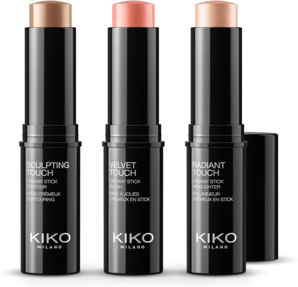 KIKO Milano Contouring Face Set 01, Kit De Maquillage Visage Avec 3 Sticks : Blush, Enlumineur Et Contour Du Visage – Image 3
