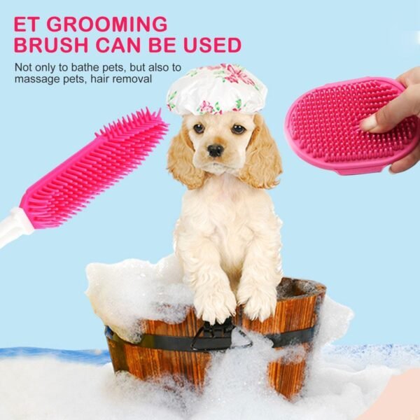 CWPFVQA 2 Brosses pour Animaux De Compagnie À Long Manche, 1 Brosse De Massage pour Animaux De Compagnie, Brosse De Toilettage pour Animaux De Compagnie, Brosse Douce pour Animaux De Compagnie – Image 4