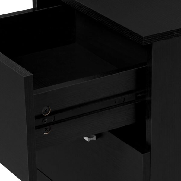 Yaheetech Table de Chevet Noir, Table de Nuit en Bois, Chevet de Lit avec 3 Tiroirs 40 x 35 x 60 cm Meuble de Rangement pour ChambreSalon Bureau – Image 7